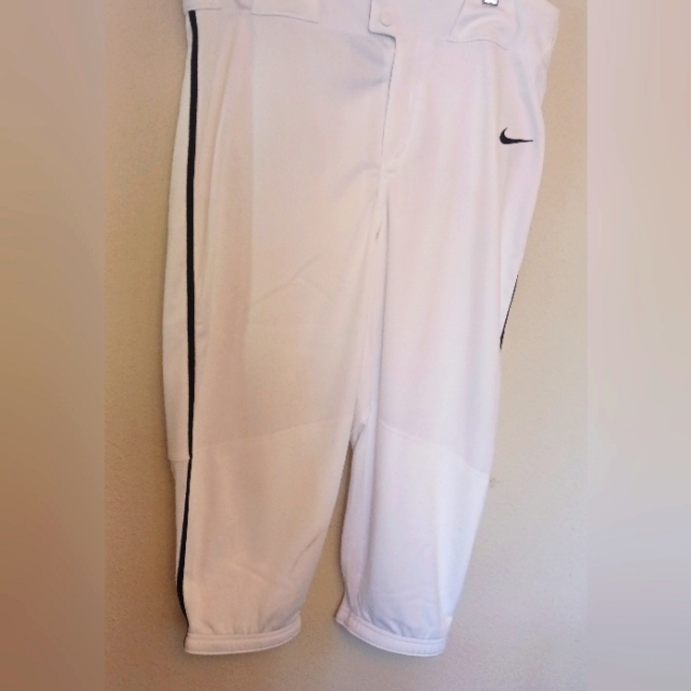 NWT Nike Vapor Select High Black Piped Baseball 3/4 Pant Men's Med White